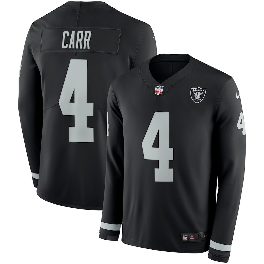 Men Oakland Raiders #4 Carr black Limited NFL Nike Therma Long Sleeve Jersey